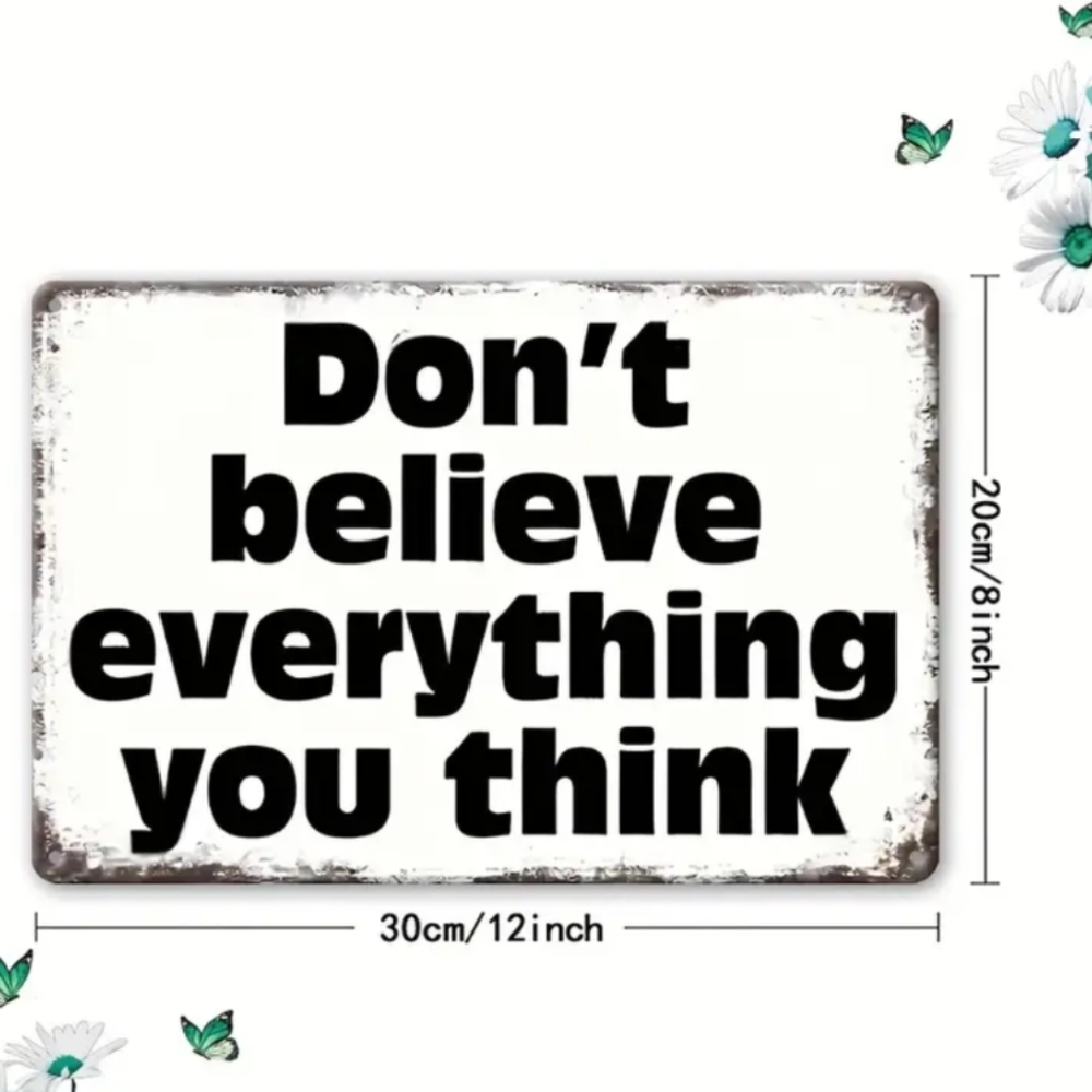 Inspirational Black and White Metal Wall Sign